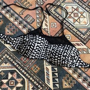 Crochet neck halter tribal swim top